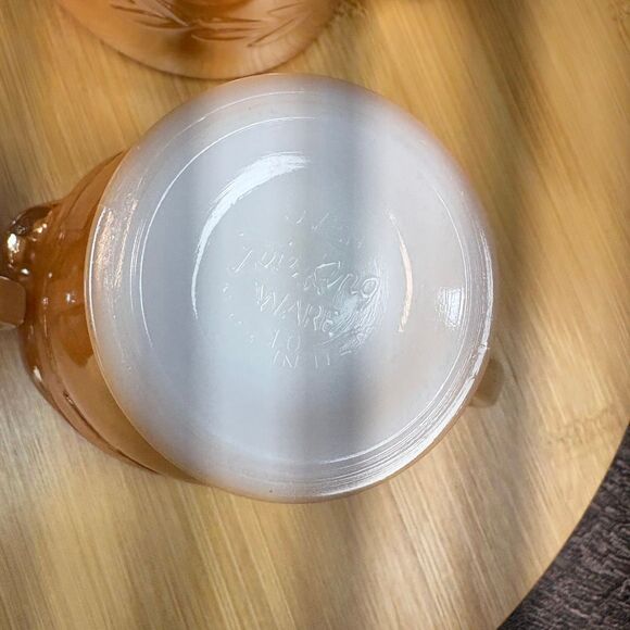 Vintage Fire-King Peach Lustre Laurel Creamer Set (Set of 4) - Picture 4 of 6